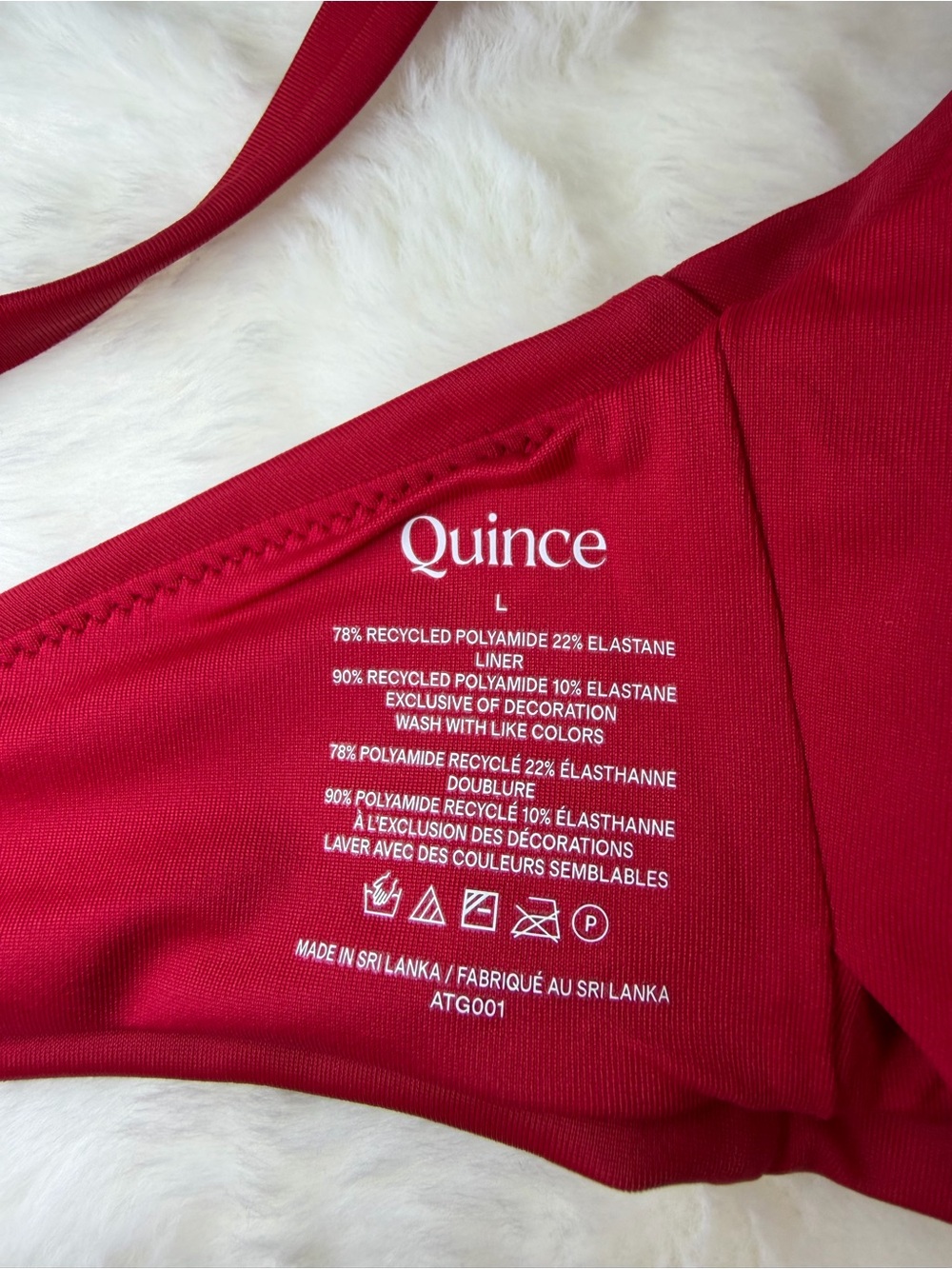 Quince Women’s Large Bikini Top Italian Scoop Neck Tie Back Bathing Suit Swim - Picture 3 of 7